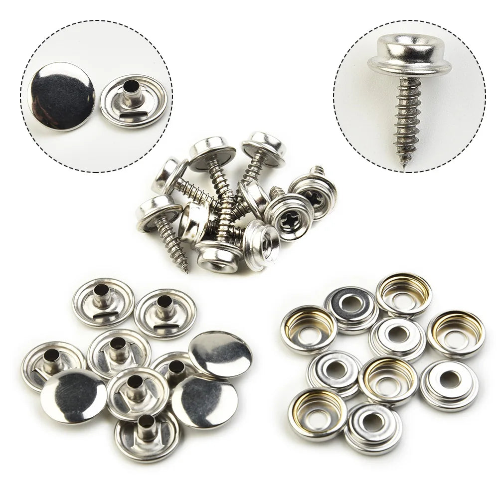 30 Pcs Snap Fastener Stainless Canvas Screw Kit For Tent Boat Marine Boat Canvas Cover Tools Car Canopy Accessories