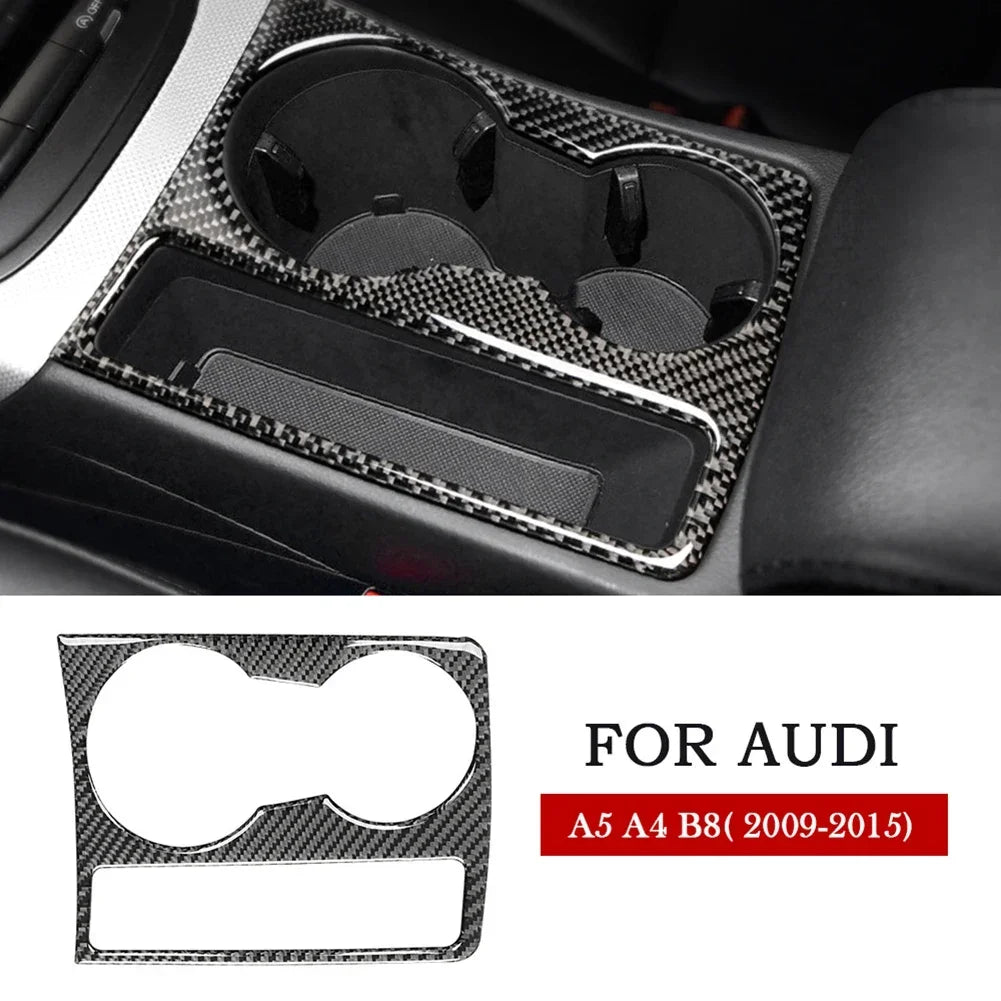 For Audi A4 B8 A5 2009 2010 2011 2012 2013 2014 2015 Carbon Fiber Center Console Water Cup Holder Cover Trim Accessories Tools