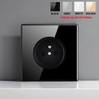European British French Standard Tempered Glass Switch Socket with Indicator Light , Self-Reset 1 2 3 4 Gang Wall Panel Outlets