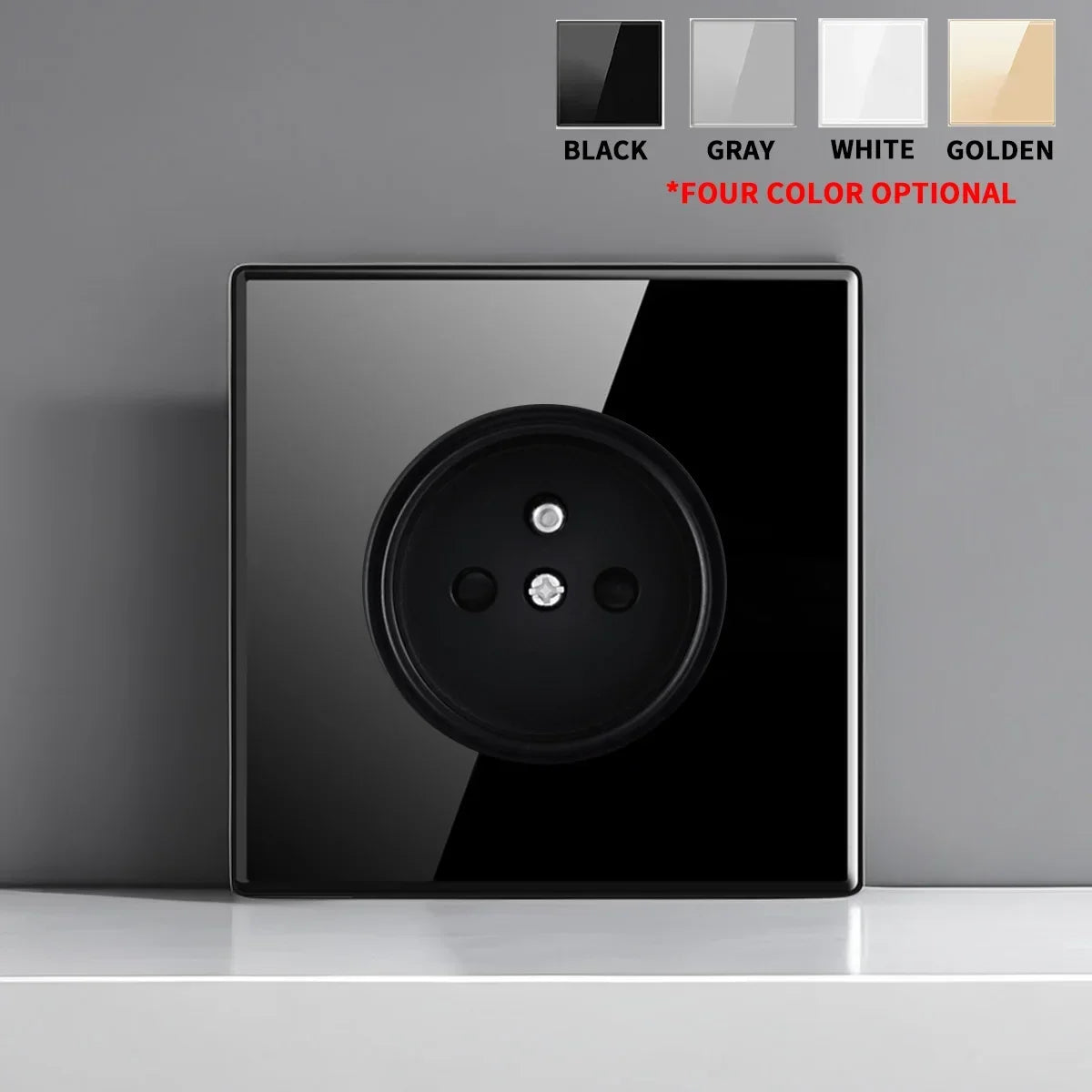 European British French Standard Tempered Glass Switch Socket with Indicator Light , Self-Reset 1 2 3 4 Gang Wall Panel Outlets