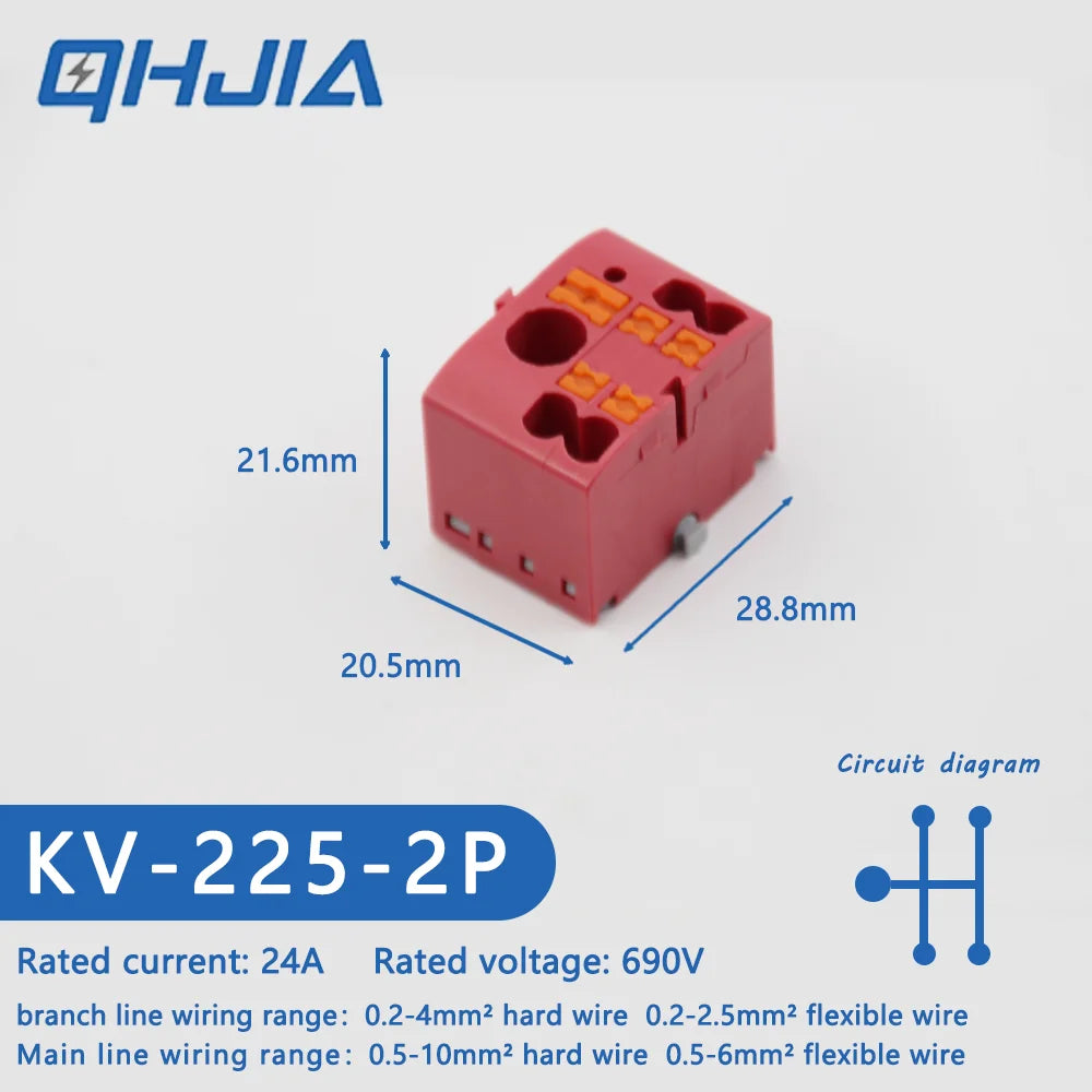 1 in Multiple Out Electrical Splitter Wire Connector Plug-in Terminal Block for Home Light Wiring Guide Rail Junction Box