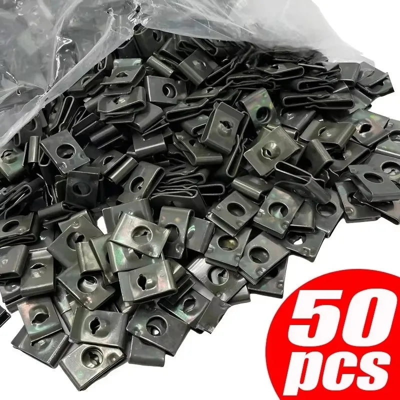 Car Metal Screw Fastener Clips U-Type Clip Anti-rust Iron Sheet Car Motorcycles Screw Buckle Bumper Protection Fastener Clips
