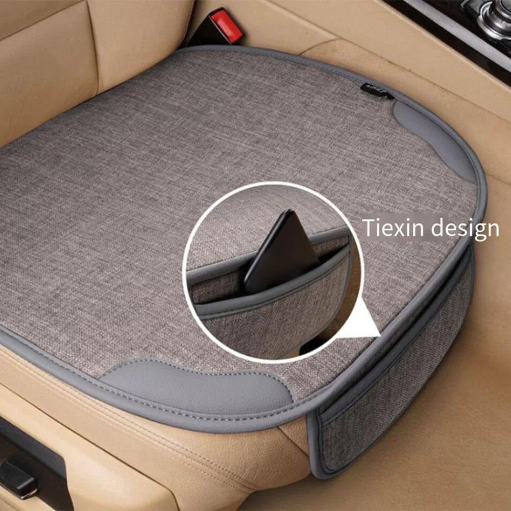 Car Breathable Linen Car Seat Cover Four Seasons Car Anti Slip Seat Cover Rear Seat Cushion Pad Car Interior Chair Accessories