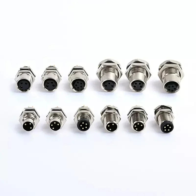 M8 Sensor Connector Panel Back Mount Waterproof Flange Socket Threaded Coupling Male&Female 3Pin 4Pin 5Pin A Type