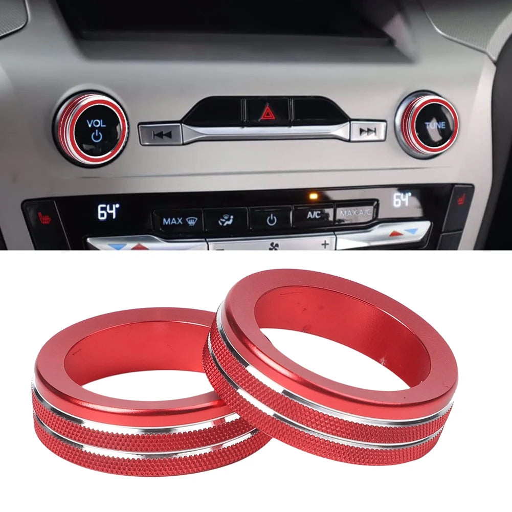 2pc AC Volume Control Switch Knob Trim Cover Ring For Ford For Explorer 2020-2025 Volume Knob Cover Switch Trim Car Styling Trim