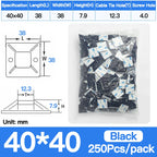 250/500/1000PCS Self-Adhesive Cable Tie Mounts, Strong Sticky Base Wire Holder Clips for Wall Fixing, Cable Routing Management