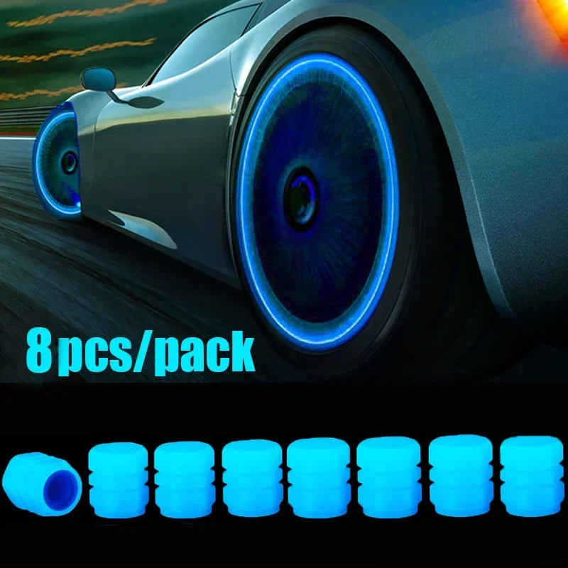 Luminous Car Tire Valve Cap 20/1PCS Fluorescent Night Glowing Decor Motorcycle Bike Wheel Nozzle Dustproof Tyre Valve Stem Caps
