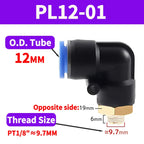PL Push to Connect Tube Fitting Male Elbow PL4/6/8/10/12mm Tube OD x M5/01/02/03/04 Thread Pneumatic Air Push Fit Lock Fitting