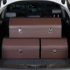Car Trunk Organizer Box Large Capacity Auto Multiues Tools Storage Bag Stowing Tidying Leather Camping Outdoor Car Storage Bags