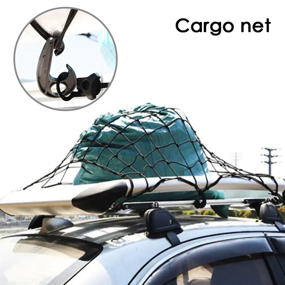 Car Heavy Duty Rubber Cargo Net Universal Fit for Truck Bed SUV Trailer Boat RV - Elastic Bungee with Superior Durability amagi