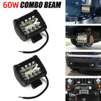 60W Car LED Work Light Bar Spot Flood Combo Pods Offroad Fog Lamp Waterproof Dust Proof  For SUV ATV UTV Car Accessories