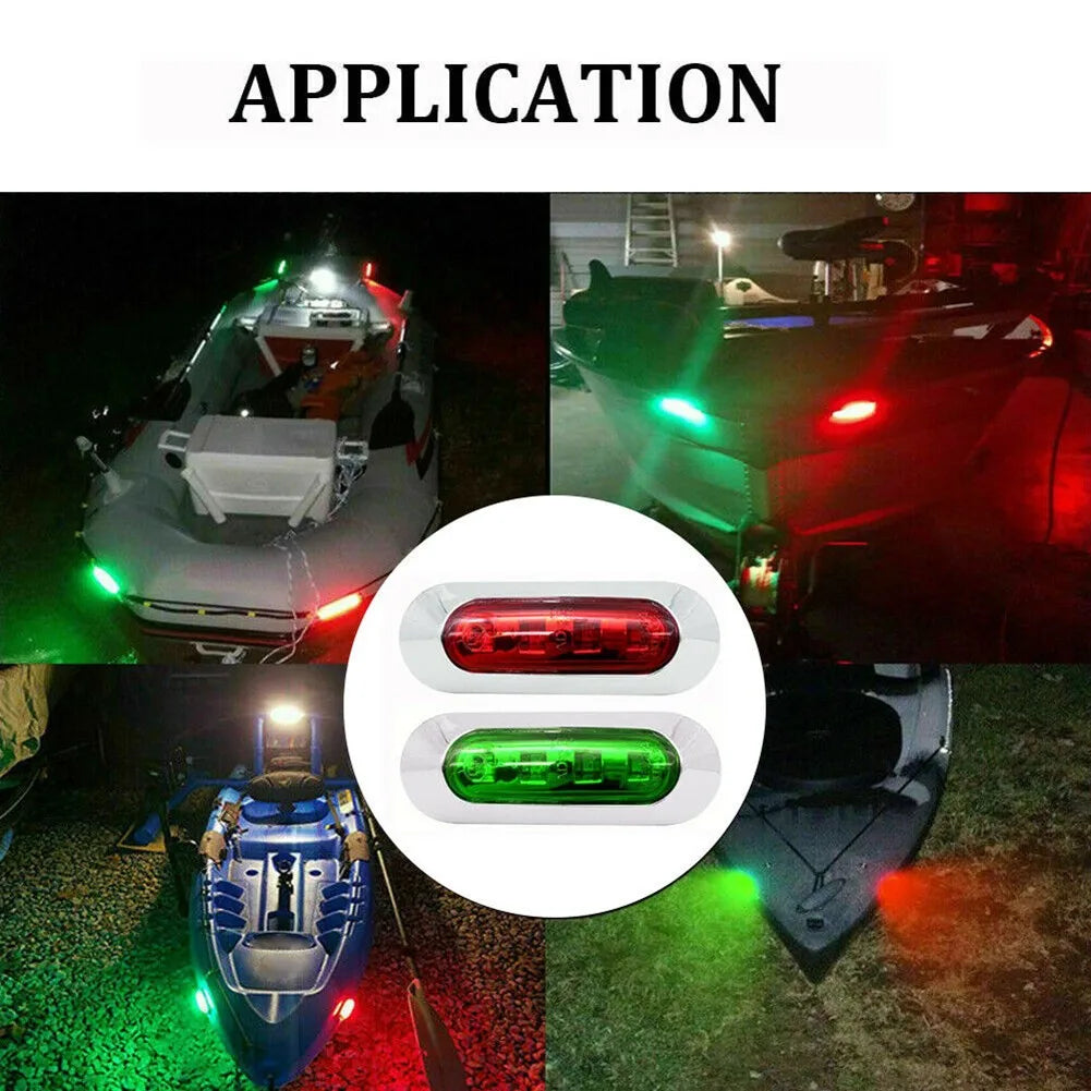 2Pcs Red Green Boat Navigation LED Lights Deck Waterproof Bow Pontoon Lights 12V 24V For Marine Boat Yacht Motorboat