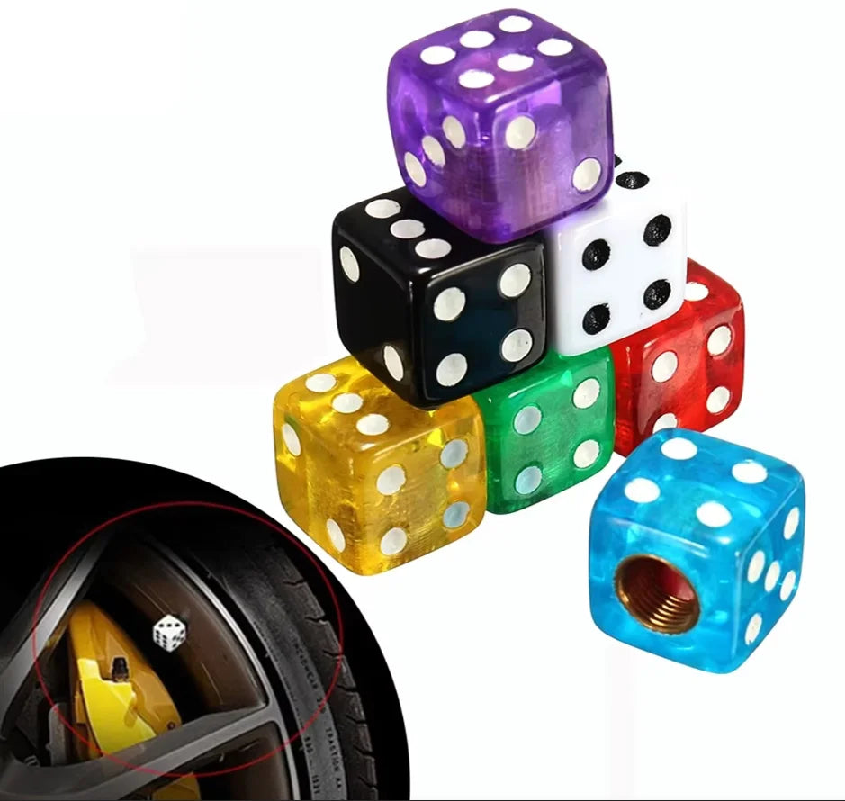 4Pcs/Set Plastic Wheel Stem Tyre Air Valve Dustproof Cap Gold Dice Tire Tyre Valve Caps Bike Auto Truck Tire Valve Dust Cap Amag