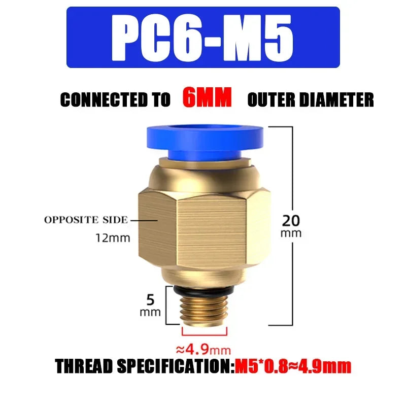 10/50PCS Pneumatic Fitting Air Connector PC 4mm 6mm 8mm 10mm 12mm Thread 1/8" 1/4" 3/8" 1/2" Hose Fittings Pipe Quick Connectors