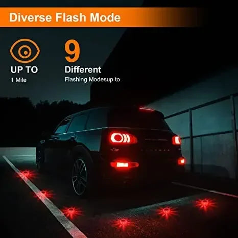 3 Pack LED Road Flares Emergency Warning Lights USB Rechargeable Magnetic Flashing Base Safety Disc for Roadside Assistance Amag