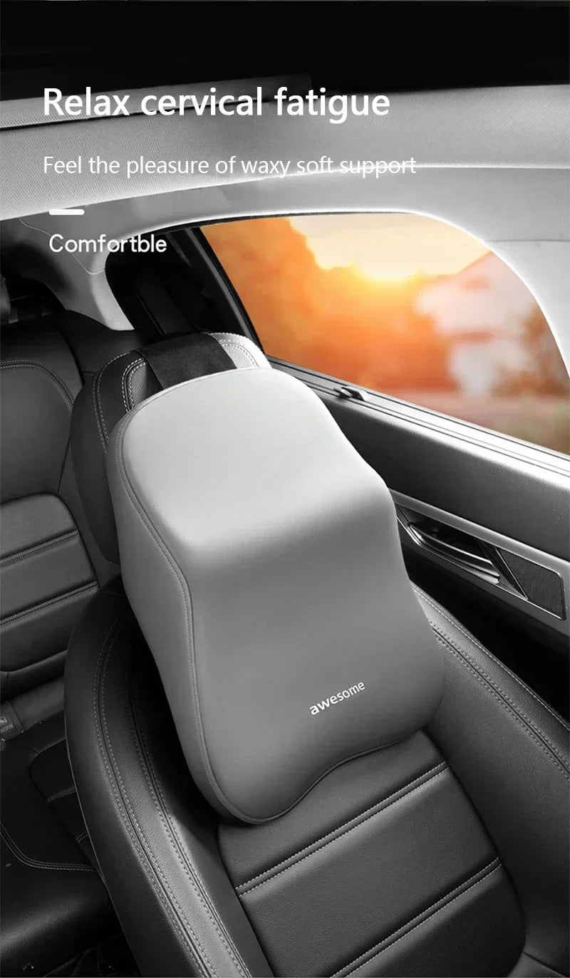 Car Lumbar Back Support Memory Foam Headrest Neck Lumbar Pillow Universal Soft Neck Pillows Seat Cushion Car Interior Accessorie
