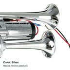 Super Loud 600DB Dual Trumpet Train Horns for Trucks 12V Stainless Steel Electric High Decibel Chrome Finished Car Speaker with