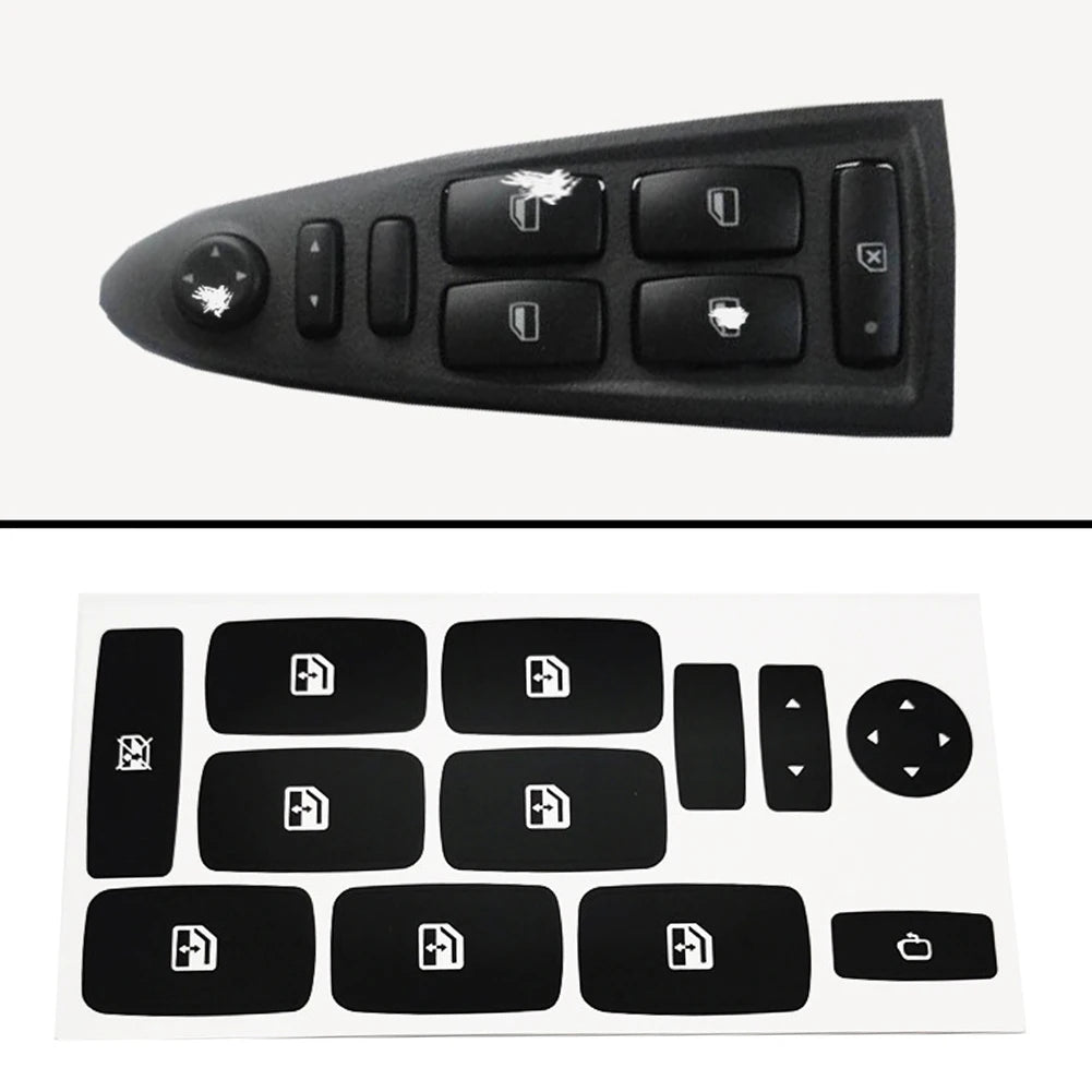 1pc For Fiat Croma Windows Button Stickers Decals Repair Worn Button Knob Switch Window Control Panel Black Car Stickers