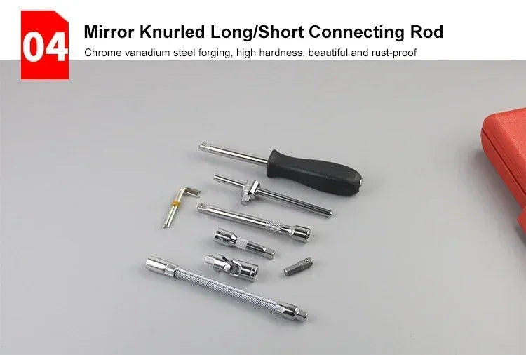 46pcs Complete Socket Wrench Tool Set for DIY Auto Repair and Household Tasks Amagi