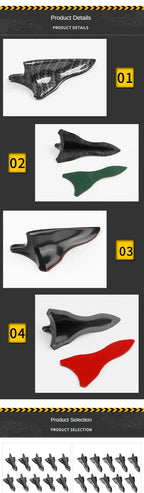 10pcs Car Exterior Trim Items Roof Tail Black Shark Fin General Purpose Pointed Carbon Fiber Bumper Modification Kit Wind Knife