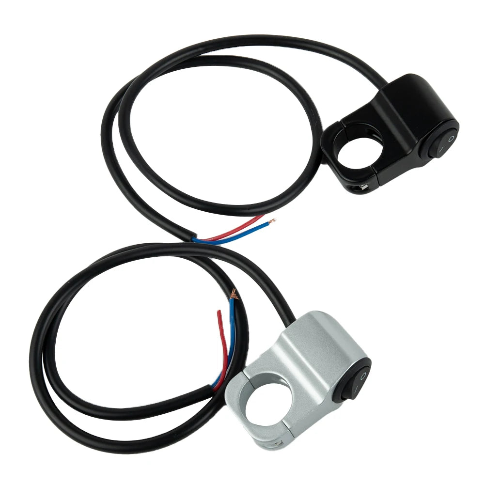 Motorcycle Handlebar Headlight ON/OFF Switch Black/Silver Aluminum Alloy 2-Wire Waterproof Second Gear Switch Motorcycle Parts