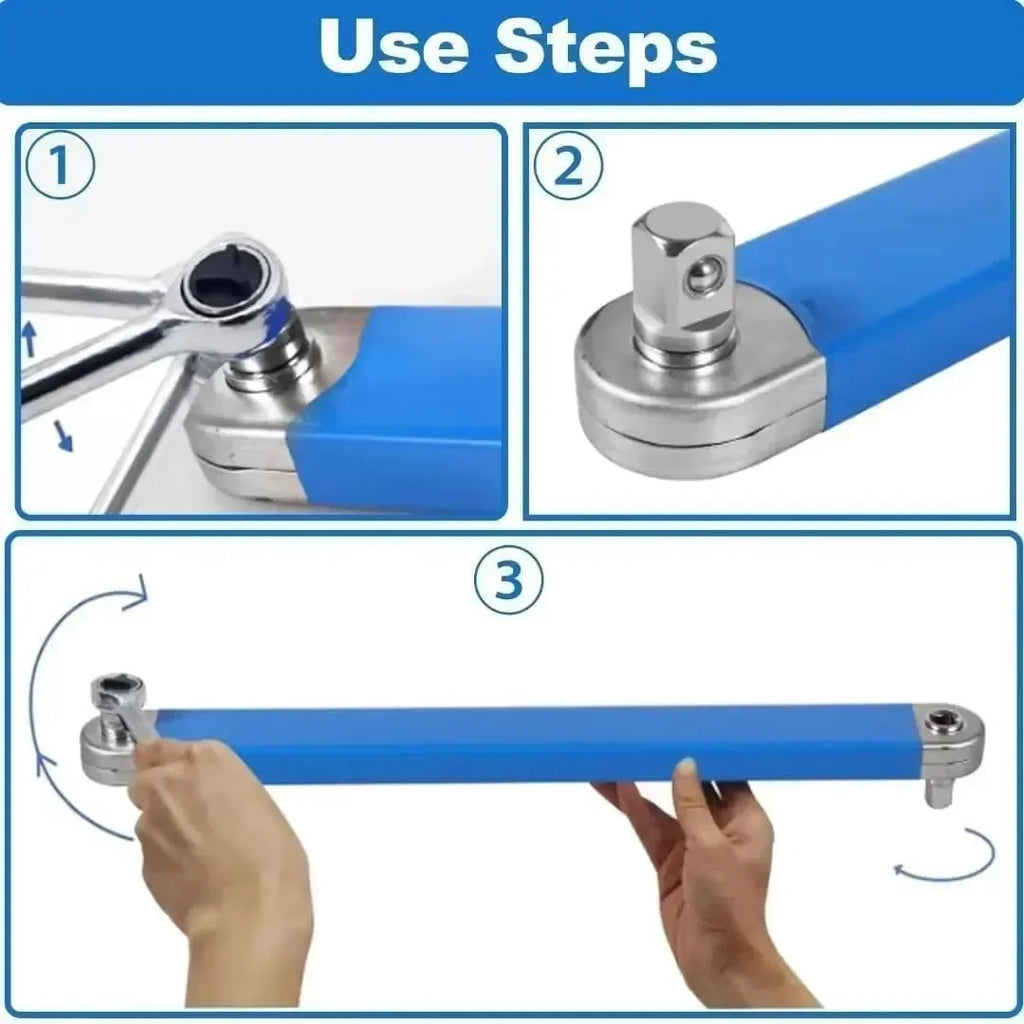 15-inch Extension Wrench 3/8" Offset Impact-Ready Socket Wrench Tool Versatile Square Drive Adapters Extension Ratchet Wrench
