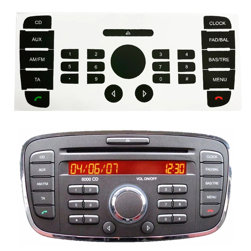 Set Of Auto Car Button Repair Stickers For 6000 CD Radio On For Ford For Mondeo Audio Button Replacement Decals Stickers