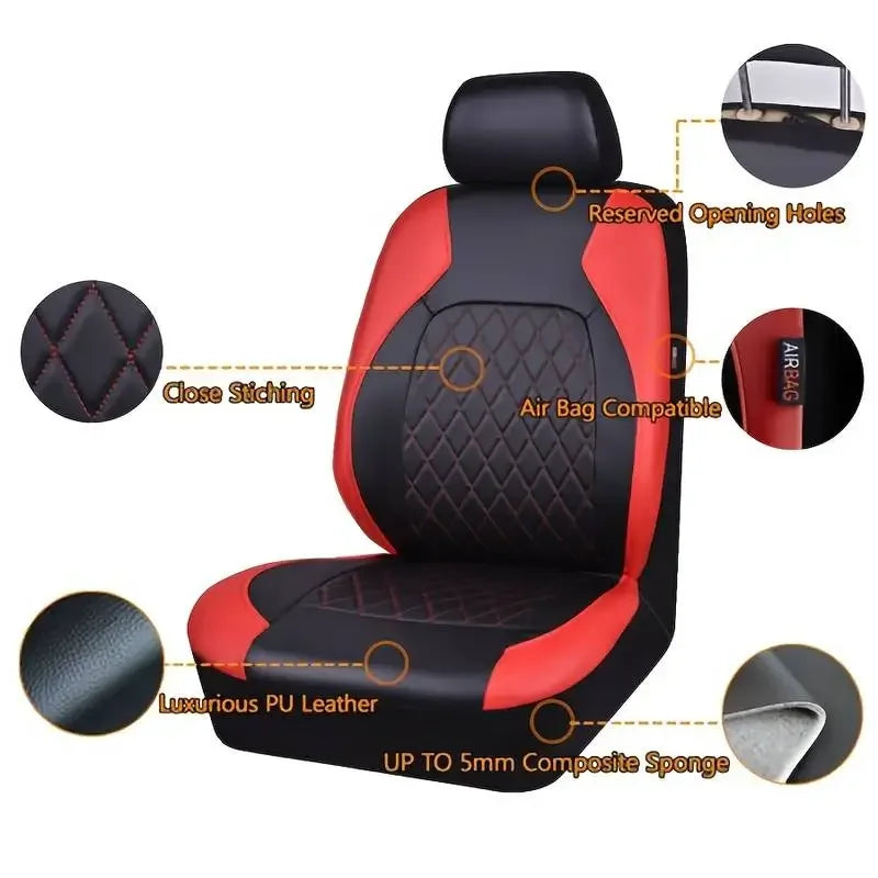 Luxury PU Leather Car Seat Cover Set Full Coverage Anti-Scratch Fits Sedan/SUV/Truck  Universal Protection Easy Installati amagi