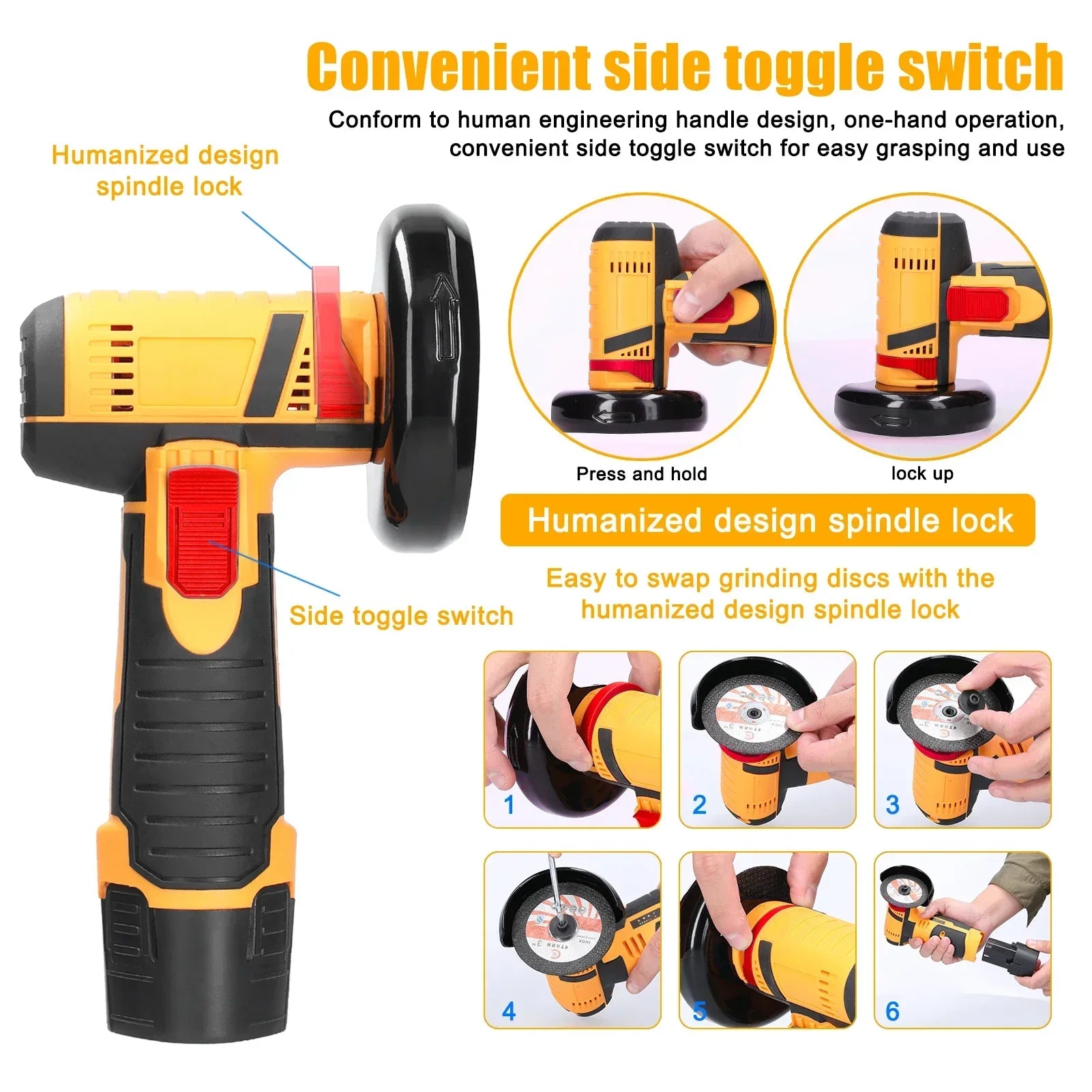 12V Cordless Electric Angle Grinder 19500rpm Lithium Battery Mini Polishing Grinding Machine Diamond Cutting Power Grinder Amagi