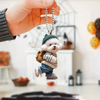 Creative Puppy Man Backpack Rearview Mirrors Pendant Car Hanging Ornaments Car Decoration Accessories Gifts For Women Men