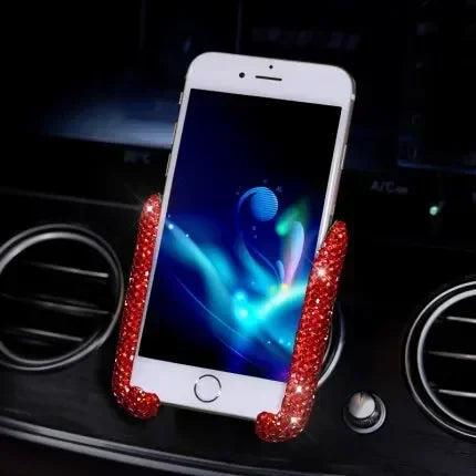 Car Phone Holder Women Diamond Crystal Car Air Vent Mount Clip Mobile Phone Holder Stand in Car Bracket Interior Amagi