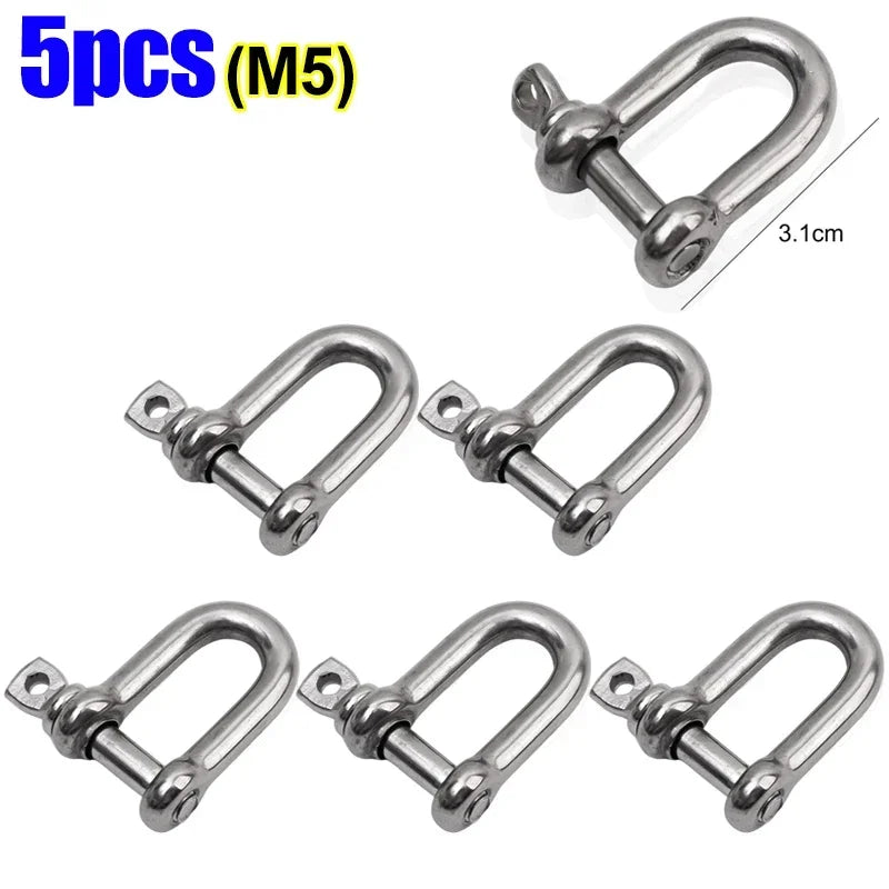 Stainless Steel D Ring Shackle HeavyDuty Ship Rigging Mooring Tow Recovery Clip Boat Vehicle Rope Chain Connector Metal Fastener