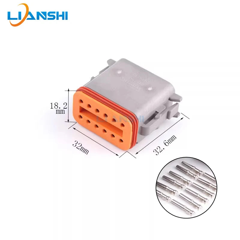 DT06-12S waterproof connector for vehicle circuit board pin end wire harness sheath PCB male and female straight pins DT15-12PA