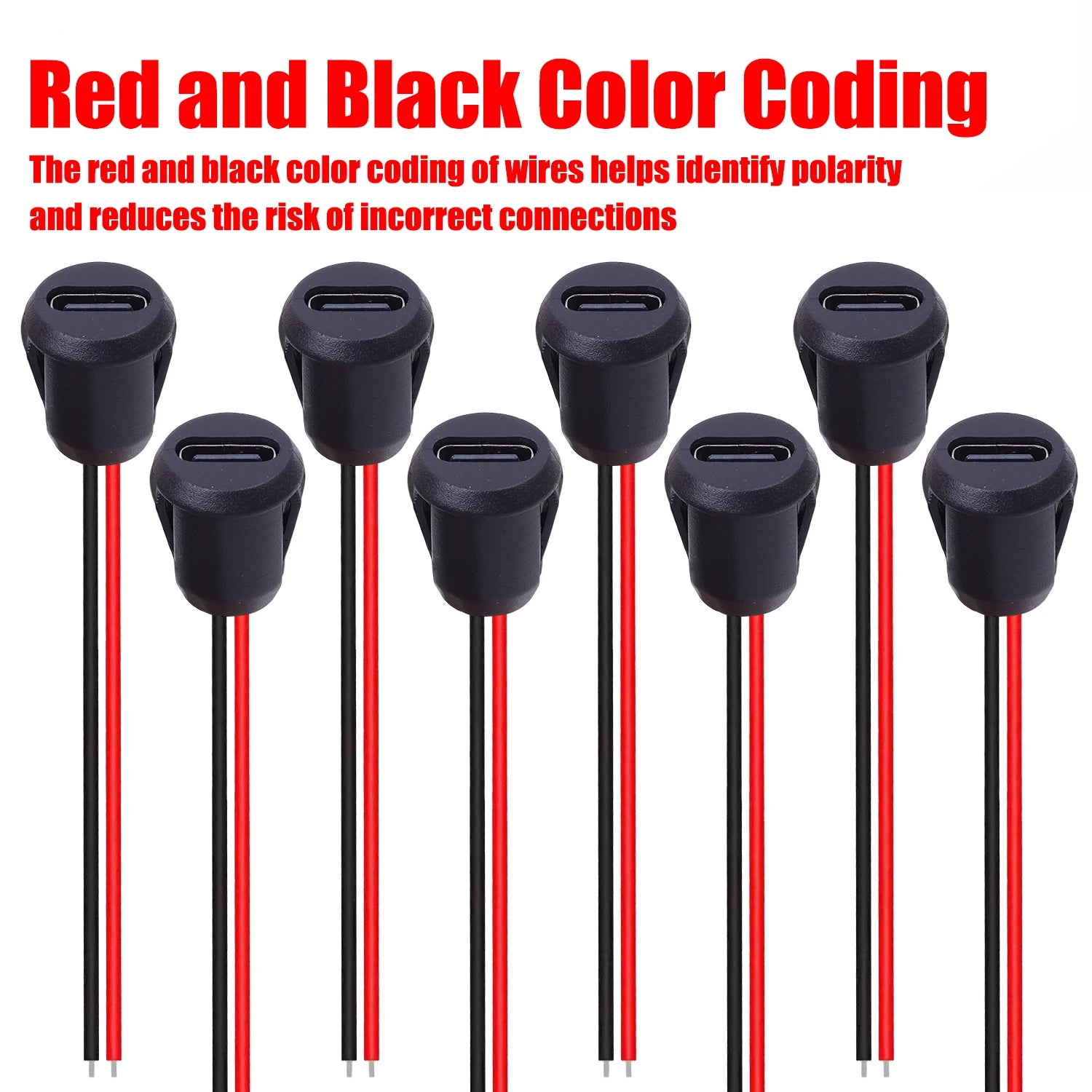 1-20pcs USB Connector Type-C Waterproof with Female Socket 2Pin Fast Charging Jack Charging Port USB-C Charger Plug Socket Tools