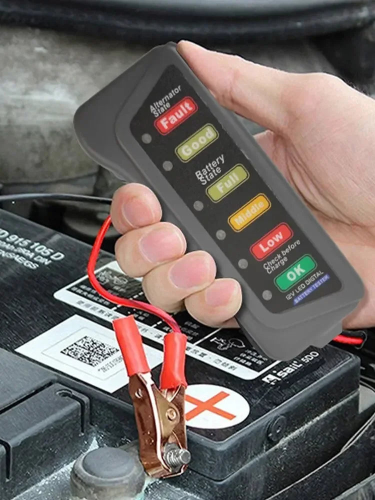 Universal 12V Digital Battery and Alternator Tester Compact Car/Motorcycle Diagnostic Tools with Accurate Measurement amagi