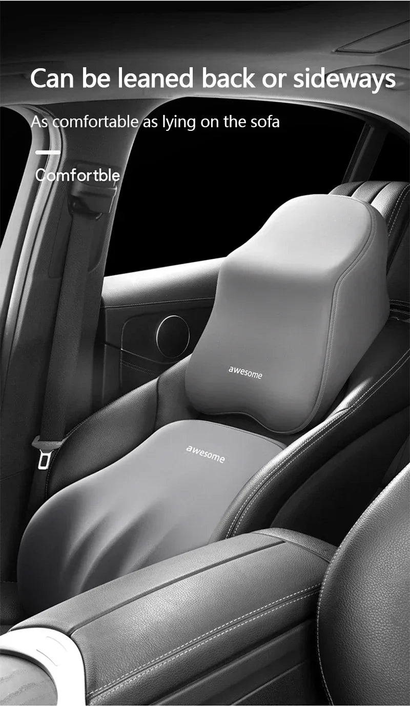 Car Lumbar Back Support Memory Foam Headrest Neck Lumbar Pillow Universal Soft Neck Pillows Seat Cushion Car Interior Accessorie