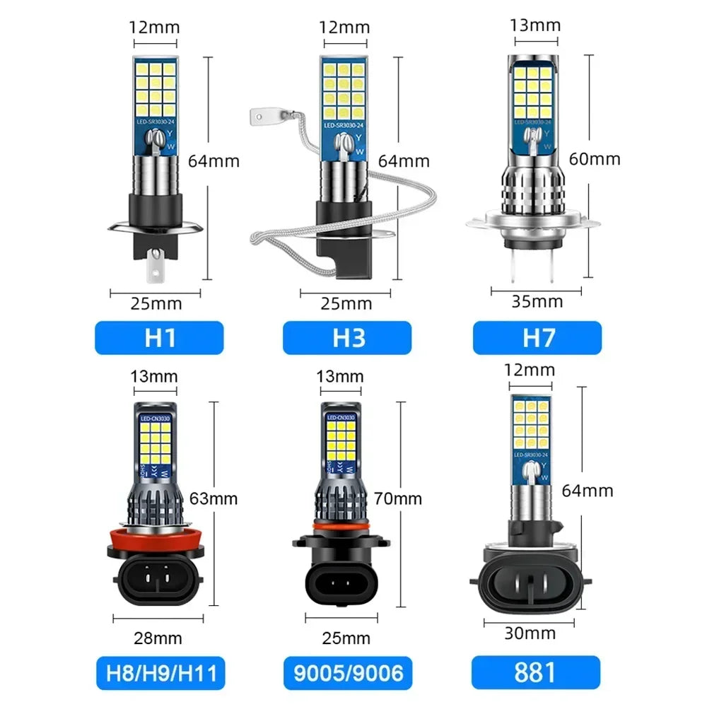 2Pcs Dual Colors H11 H8 9006 HB4 881 H27 High Quality 3030 LED Auto Fog Lamp Car Anti Fog Light Bulb Foglamps Yellow White Amagi