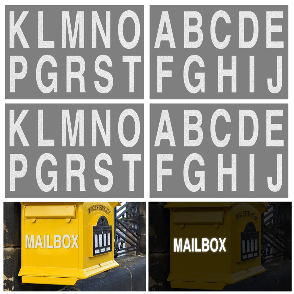 Night Reflective Alphabet Label Decal Car License Plate Number Reflective Stickers Mailbox Door Plate Number Waterproof Decals