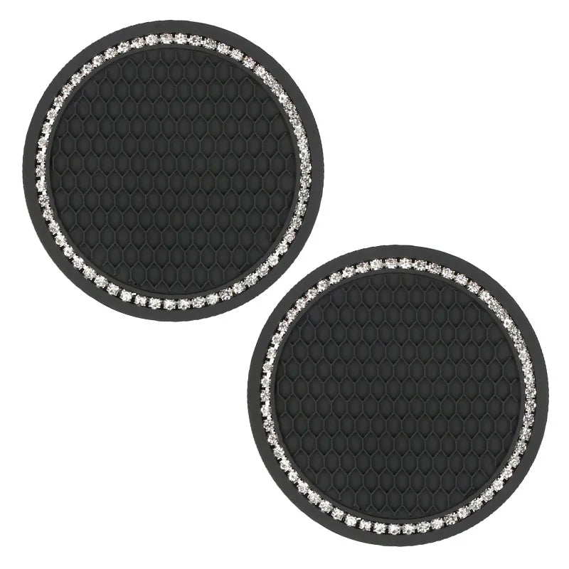 New Bling Rhinestone Cup Holder Drink Pad Interior Decoration Cute Anti-slip Round Durable Mat Coaster Heat Resi Car Accessories