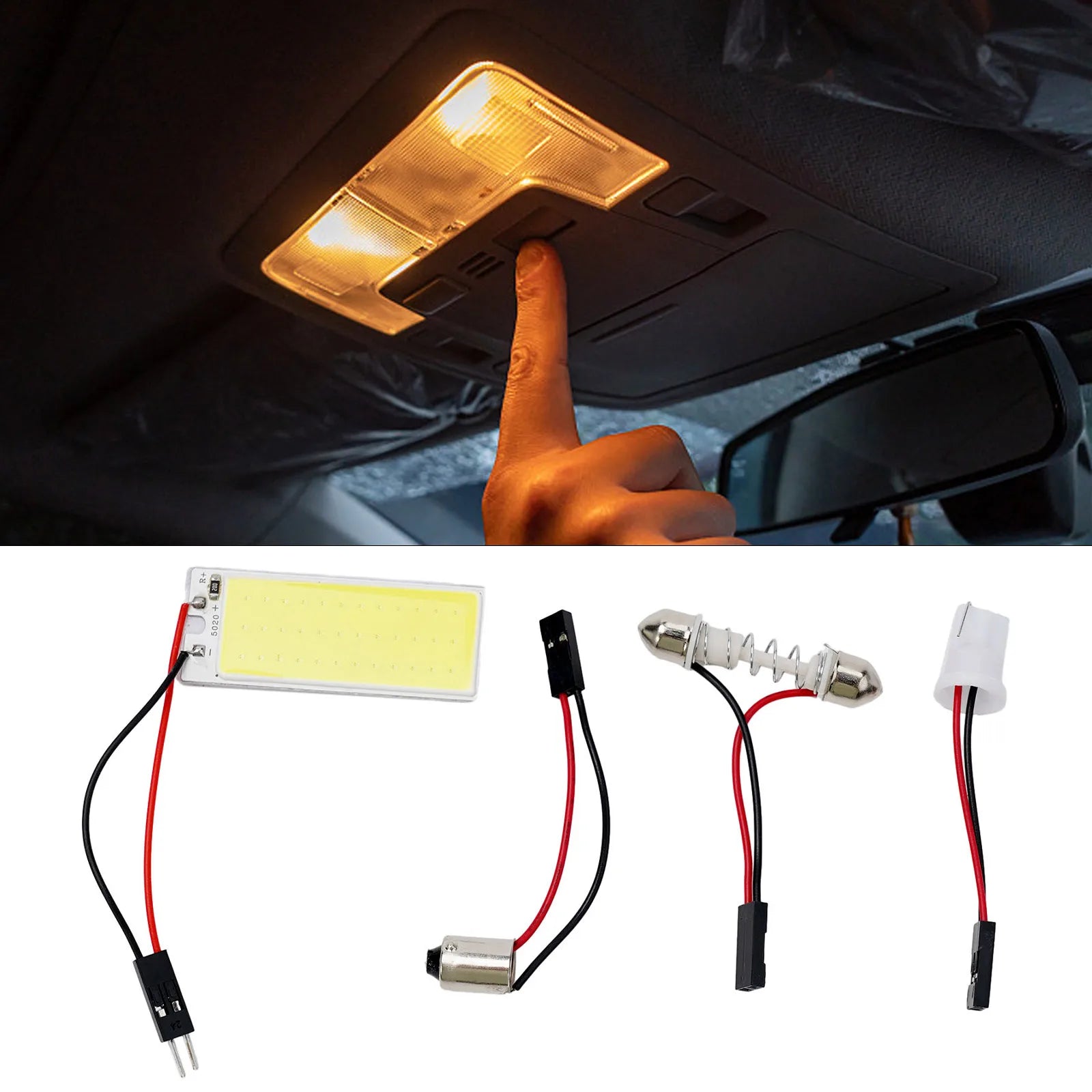 Car Interior Ceiling LED Light Panel 6000K White COB LED Light Panel With Light Adapter For Car Interior Ceiling 16/24/36/48 LED
