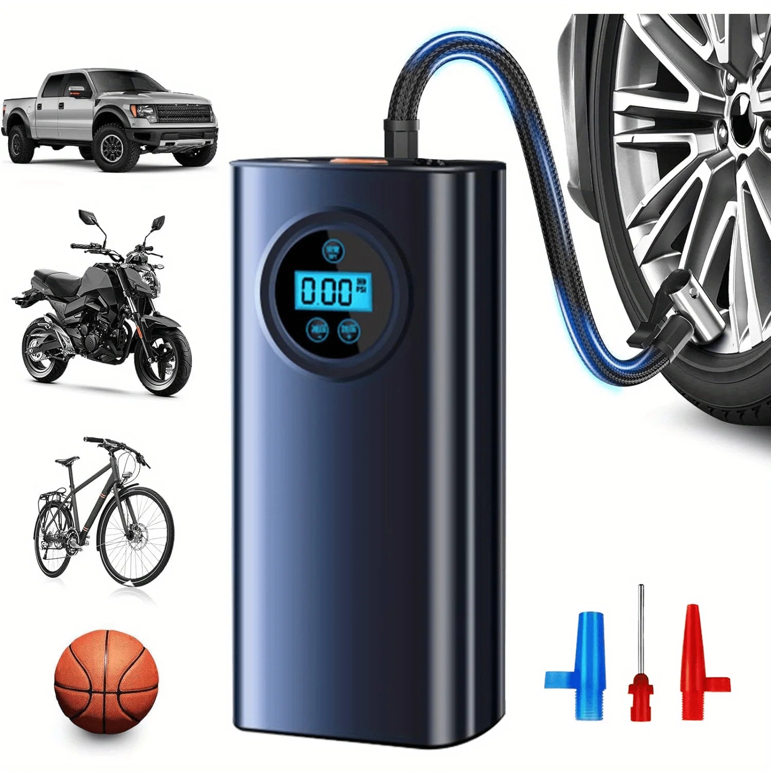 Nflate Your Car Tires 3000 Mah Wireless Tire Inflator Charging Handheld Inflator Pump Tram Motor Wireless Inflator Or Motorcycle