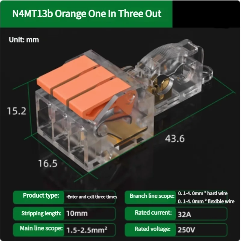 T-Type No-Stripping Quick Wire Connector Terminal Block ,Wire Splitter/Combiner Fast Connector for Household Electrical Wiring