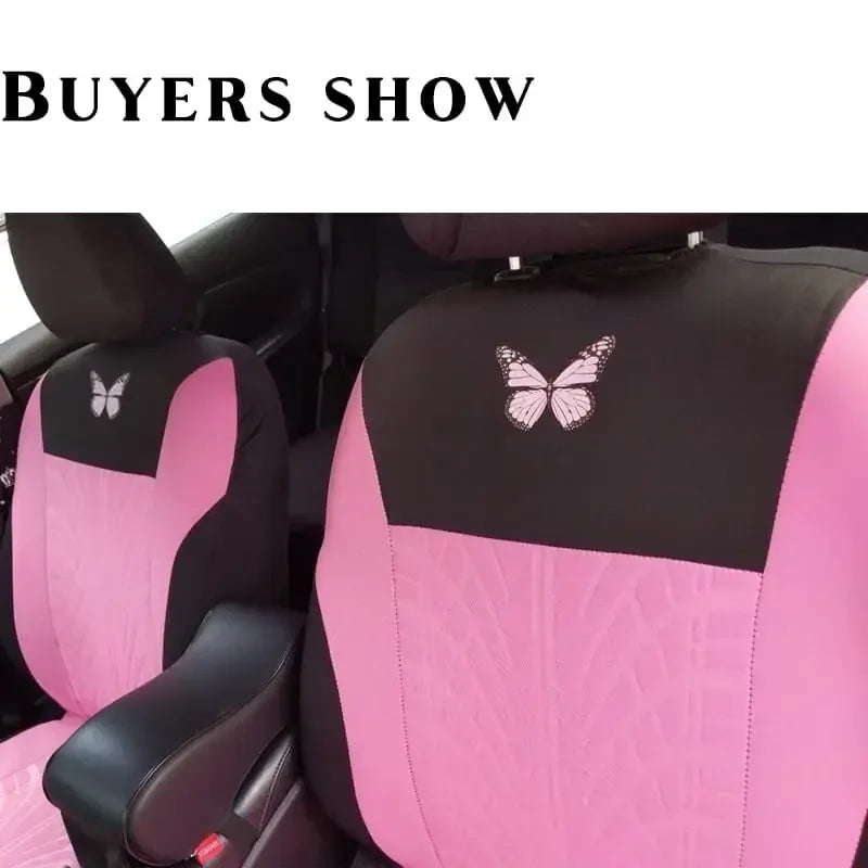 Car Seat Covers Set Universal Fit Most Cars with Butterfly Pattern Tire Track Detail Styling Protector Covers for the Car Amagi