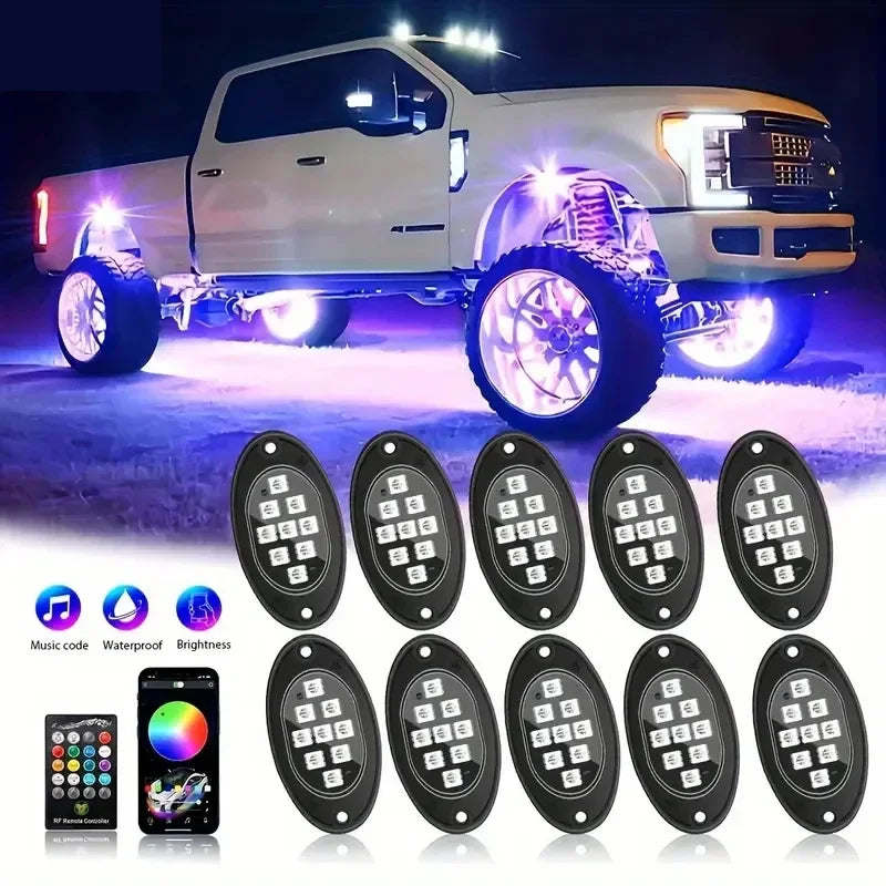 Rock Lights For Trucks 4/6/8/10 Pods RGB LED Rock Lights With APP/Remote Control Music Mode For Pickup Off Road RZR SUV ATV New