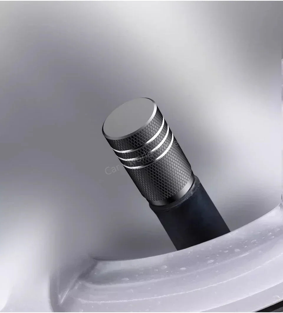 4Pcs Black Silver Car Tire Valve Stems Cap Knurling Style Tire Valve Cap Aluminum Tire Wheel Stem Air Valve Cap for US Schrader