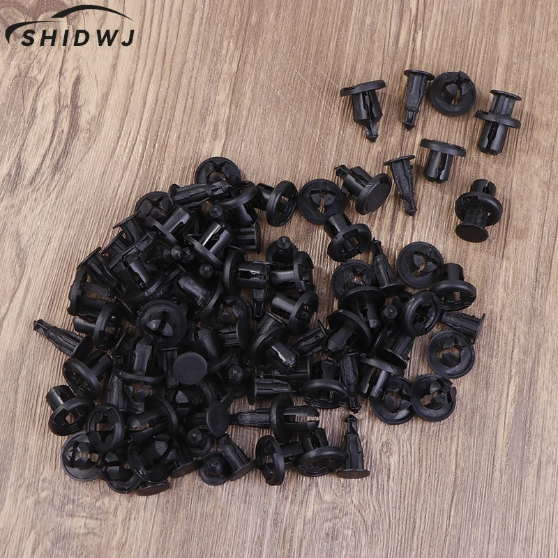 50/100Pcs 10mm Diameter 10mm Black Plastic Auto Fasteners Rivets Clips Vehicle Car Bumper Door Panel Liner Clips Retainer