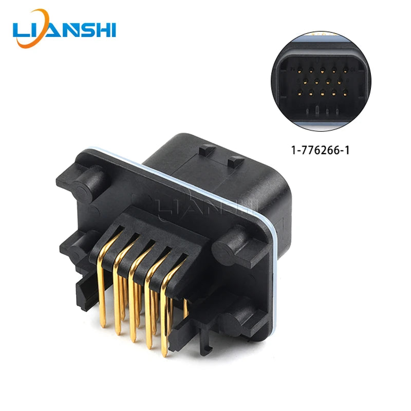 PCB board end connector 14-core bent pin holder all gold-plated new energy ECU waterproof connector 1-776266-1