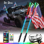 3FT Spiral Whip Lights Remote Control Turn Signal Brake Function Dream-Color Dancing For UTV RZR Can-Am SxS Sand Dune Buggy Truc