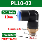 PL Push to Connect Tube Fitting Male Elbow PL4/6/8/10/12mm Tube OD x M5/01/02/03/04 Thread Pneumatic Air Push Fit Lock Fitting