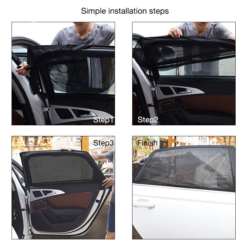2pcs Car Styling Accessories Sun Shade Auto UV Protect Curtain Side Window Sunshade Mesh Sun Visor Protection Window Films Tools